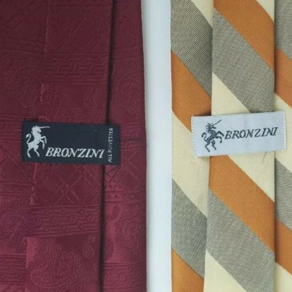 Vintage Mens Fashion Casual Dress Tie 4 Bronzini in Graphic Retro Stripes - Picture 6 of 10